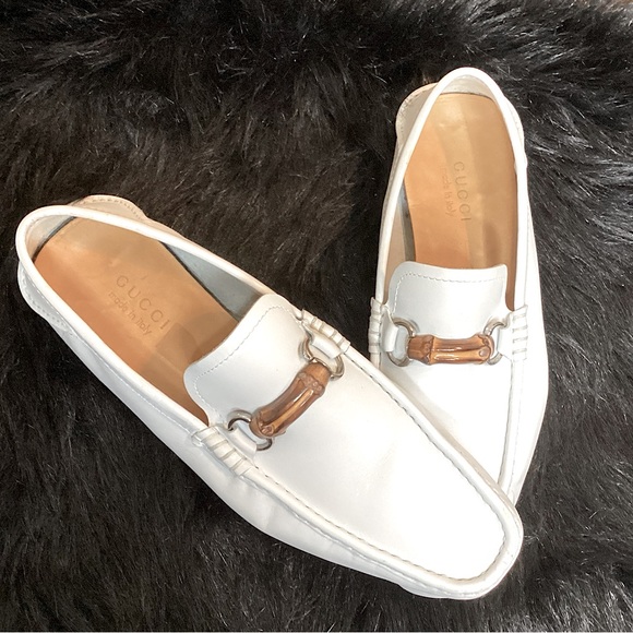 Gucci White Leather Men's Slip-On Loafers - Picture 1 of 6